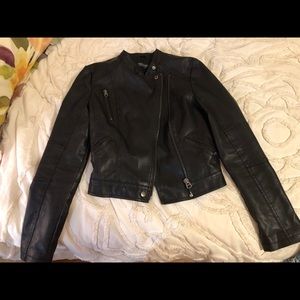Top shop Black Faux Leather Crop Jacket